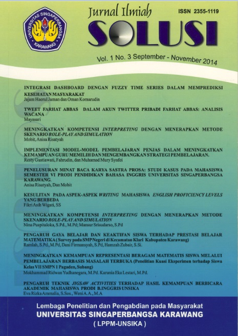					View Vol. 1 No. 03 (2014): Jurnal Ilmiah SOLUSI
				