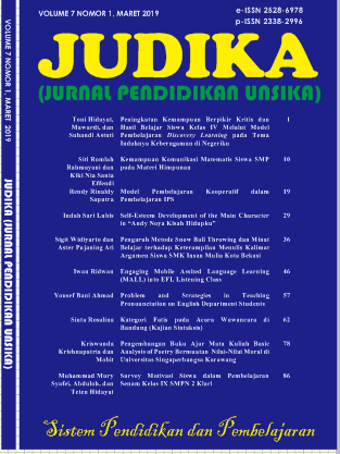					View Vol. 7 No. 1 (2019): JUDIKA (JURNAL PENDIDIKAN UNSIKA)
				