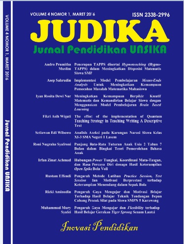 					View Vol. 4 No. 1 (2016): JUDIKA (JURNAL PENDIDIKAN UNSIKA)
				