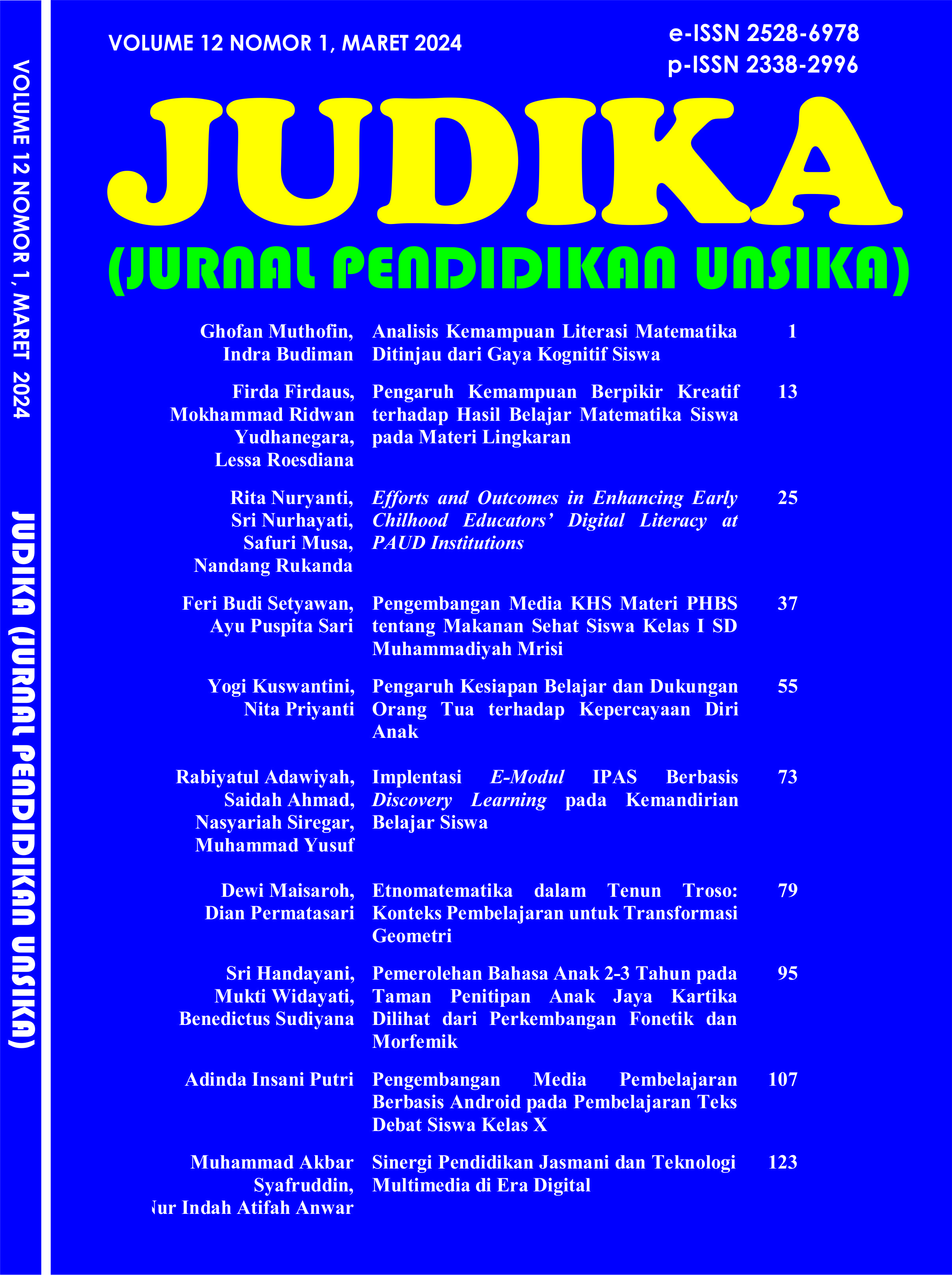 					View Vol. 12 No. 1 (2024): JUDIKA (JURNAL PENDIDIKAN UNSIKA)
				