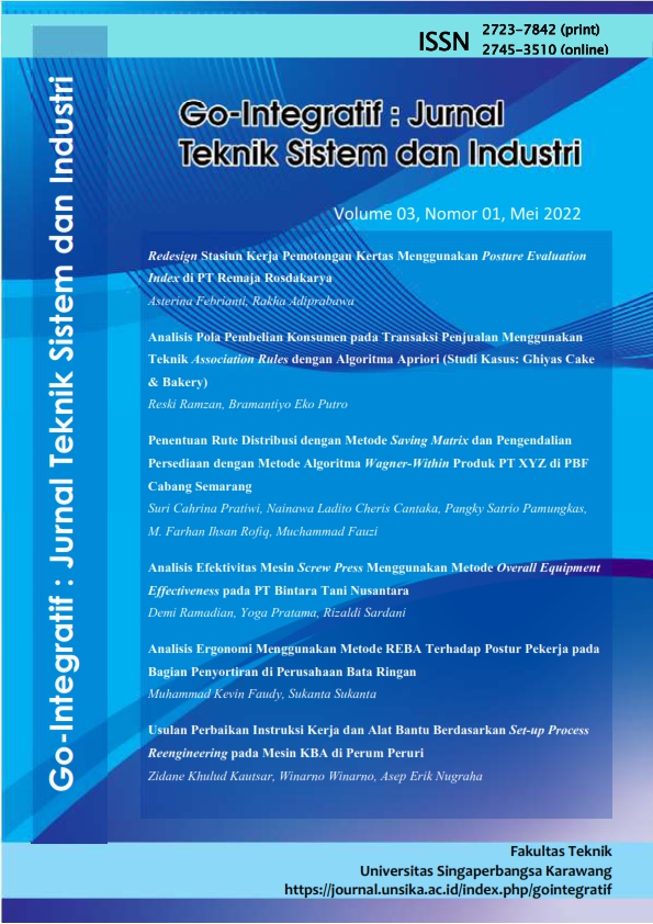 					View Vol. 3 No. 01 (2022): Go-Integratif : Jurnal Teknik Sistem dan Industri
				